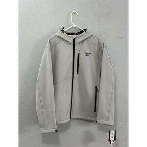 Reebok Faux Fur Lined Softshell Jacket Hoodie Pure Grey Men's Large NWT